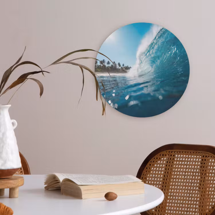 Oceaan - Golf - Strand - Natuur - Blauw Akoestische PET Vilt - Rond klein -sfeer3