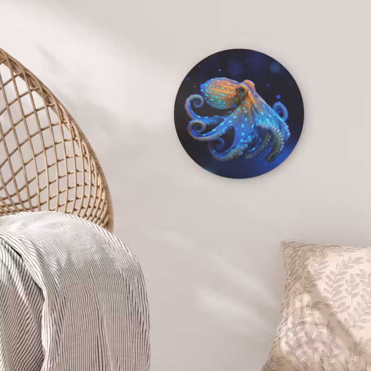 Octopus - Stippen - Blauw - Zee Akoestische PET Vilt - Rond klein -sfeer4