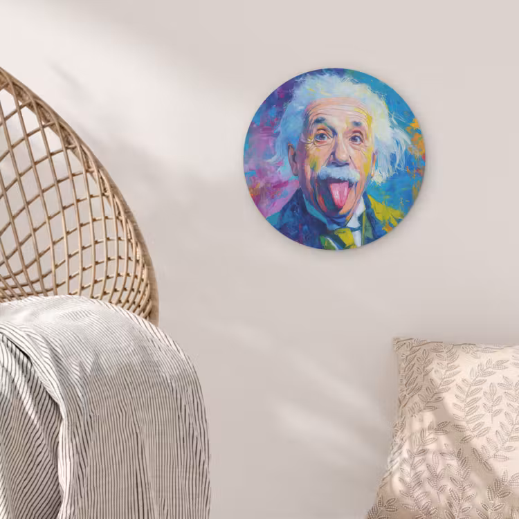 Oude man - Expressief - Kleurrijk Akoestische PET Vilt - Rond klein -sfeer4