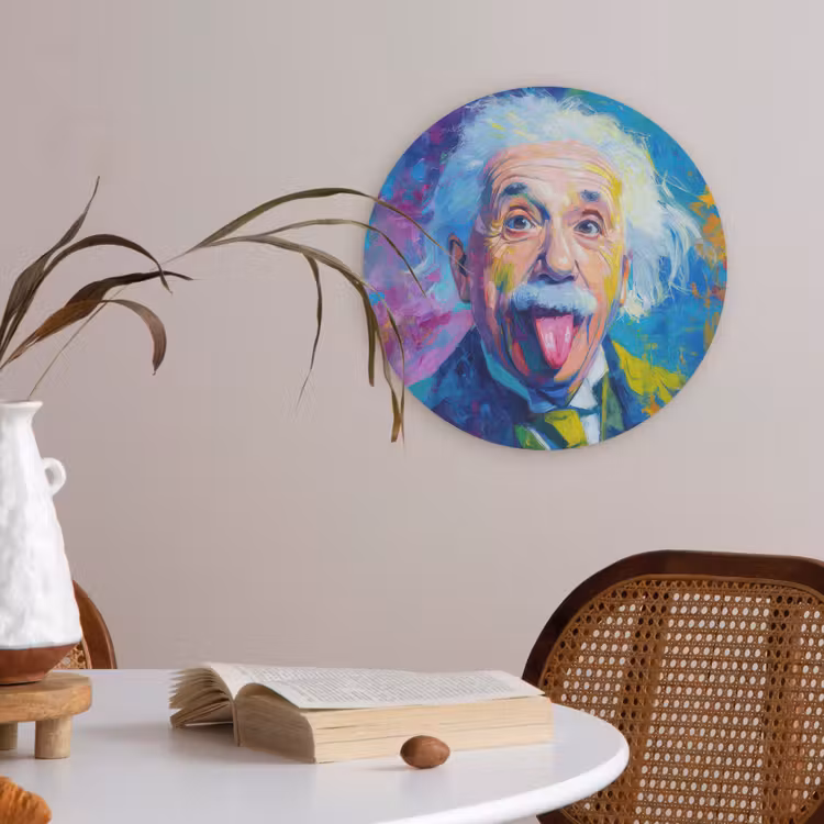 Oude man - Expressief - Kleurrijk Akoestische PET Vilt - Rond klein -sfeer3