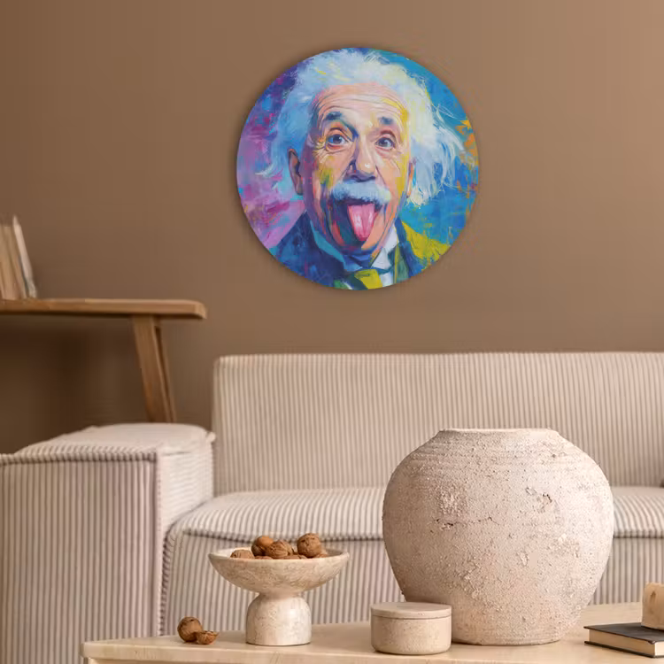 Oude man - Expressief - Kleurrijk Akoestische PET Vilt - Rond klein -sfeer1