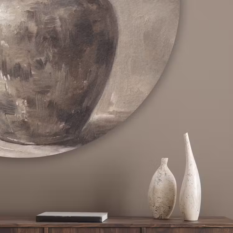 Olijfplant - Aardenpot - Abstract - Beige Akoestische PET Vilt - Rond klein -sfeer5_closeup