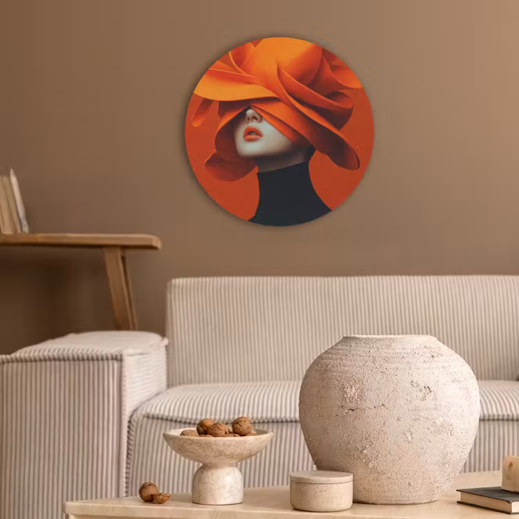 Oranje - Hoed - Vrouw Akoestische PET Vilt - Rond klein -sfeer1