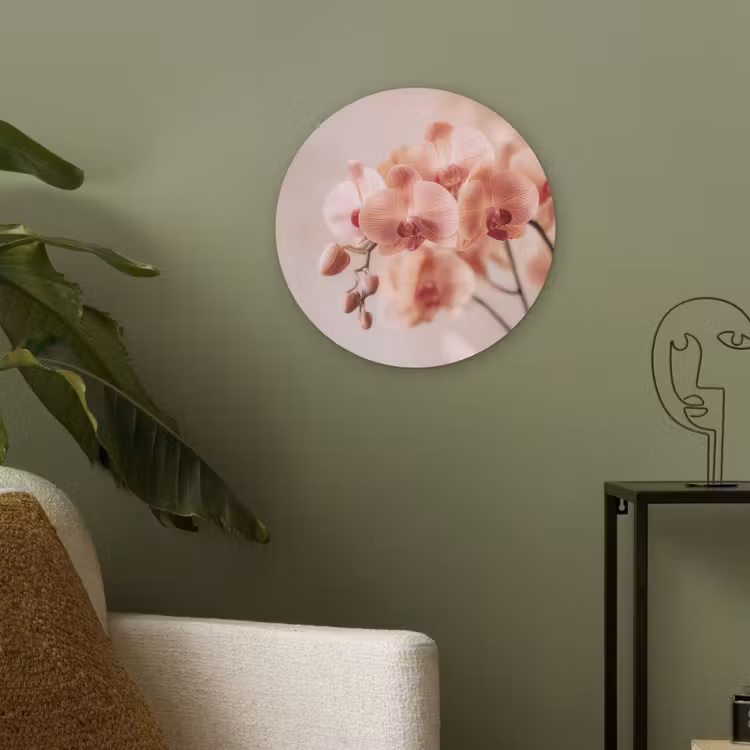 Orchidee - Bloemen - Roze - Bloemblaadjes Akoestische PET Vilt - Rond klein -sfeer2