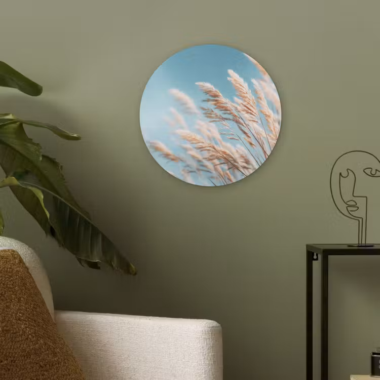 Siergras - Wind - Lichtbruin Akoestische PET Vilt - Rond klein -sfeer2