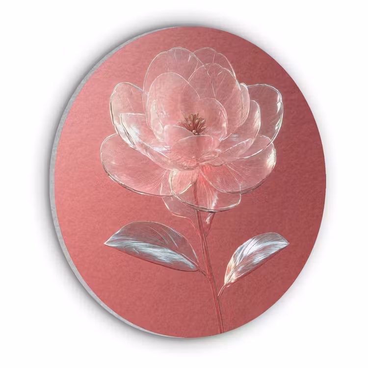 Sierlijk - Bloem - Roze - Glazen Akoestische PET Vilt - Rond klein -3d