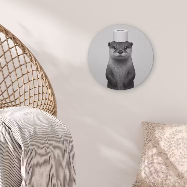 Otter - WC rol - Zwart - Wit Akoestische PET Vilt - Rond klein -sfeer4