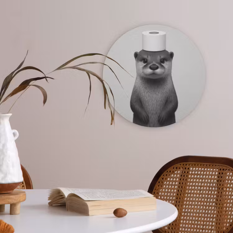 Otter - WC rol - Zwart - Wit Akoestische PET Vilt - Rond klein -sfeer3