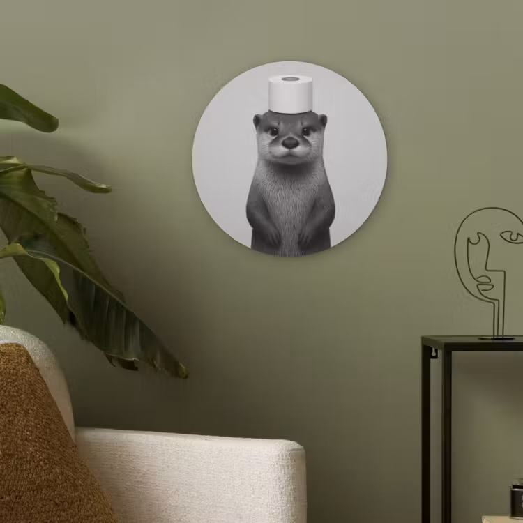 Otter - WC rol - Zwart - Wit Akoestische PET Vilt - Rond klein -sfeer2