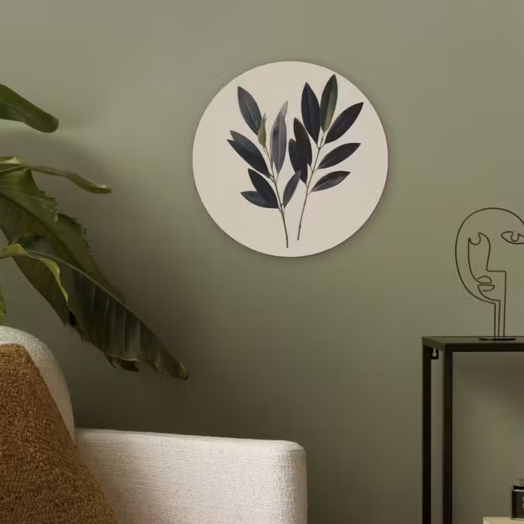 Ovaalvormige bladeren - Diep groen - Symmetrisch Akoestische PET Vilt - Rond klein -sfeer2
