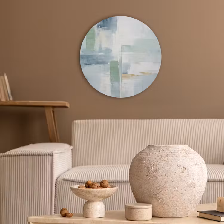 Verf - Moderne kunst - Abstract - Grijs Akoestische PET Vilt - Rond klein -sfeer1