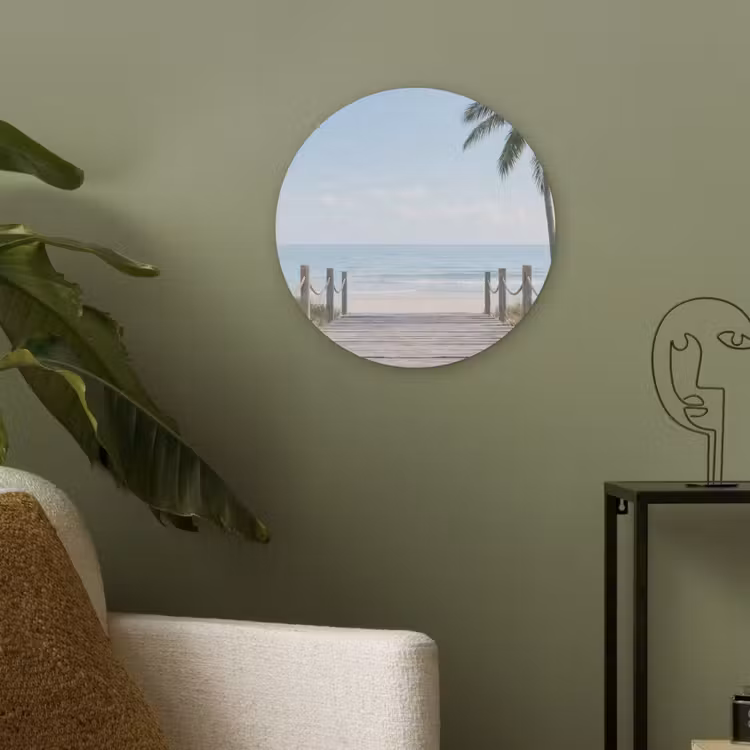 Palmbomen - Pad - Horizon Akoestische PET Vilt - Rond klein -sfeer2