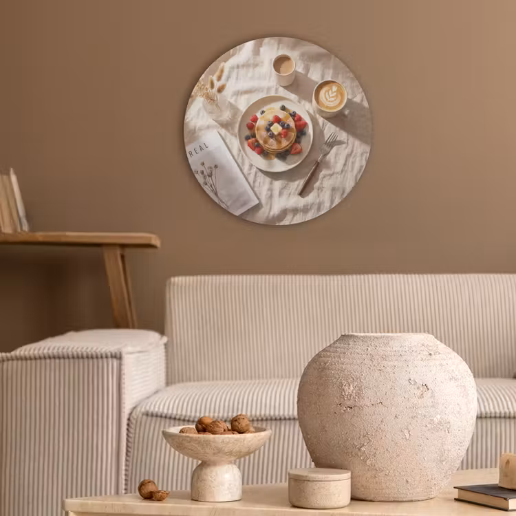 Pannenkoeken - Bessen - Ontbijt - Modern - Beige Akoestische PET Vilt - Rond klein -sfeer1