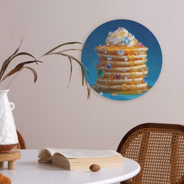 Pannenkoeken - Steentjes - Glitter - Slagroom Akoestische PET Vilt - Rond klein -sfeer3