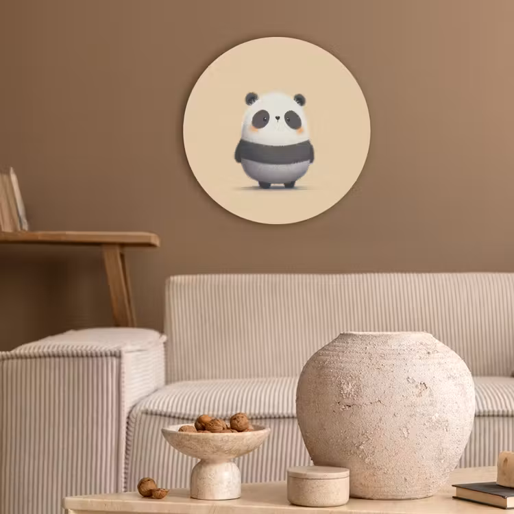 Panda - Beige - Minimalistisch Akoestische PET Vilt - Rond klein -sfeer1