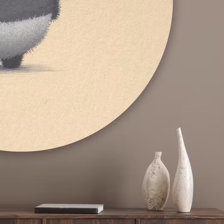 Panda - Beige - Minimalistisch Akoestische PET Vilt - Rond klein -sfeer5_closeup