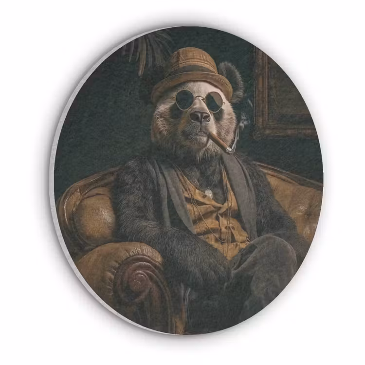 Panda - Hoed - Bril - Pak Akoestische PET Vilt - Rond klein -3d