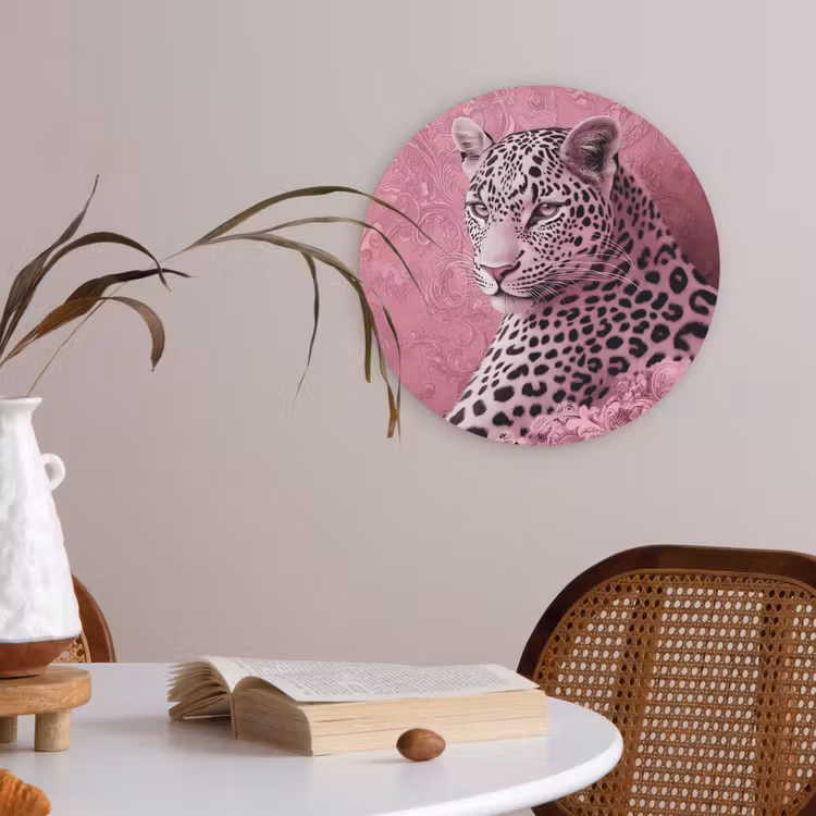 Panter - Luxe - Roze Akoestische PET Vilt - Rond klein -sfeer3