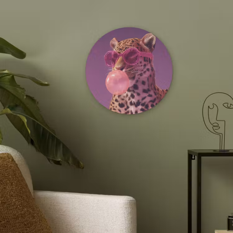 Panter - Zonnebril - Kauwgombel - Roze Akoestische PET Vilt - Rond klein -sfeer2