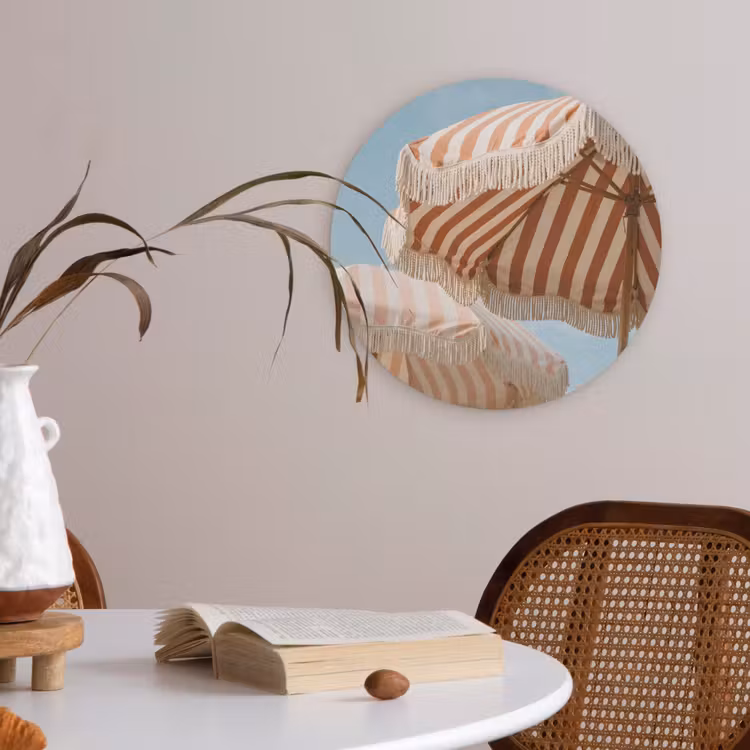 Parasol - Lucht - Rood Akoestische PET Vilt - Rond klein -sfeer3