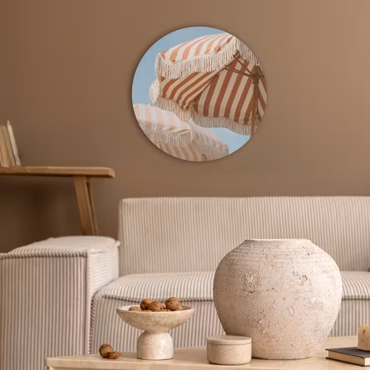 Parasol - Lucht - Rood Akoestische PET Vilt - Rond klein -sfeer1