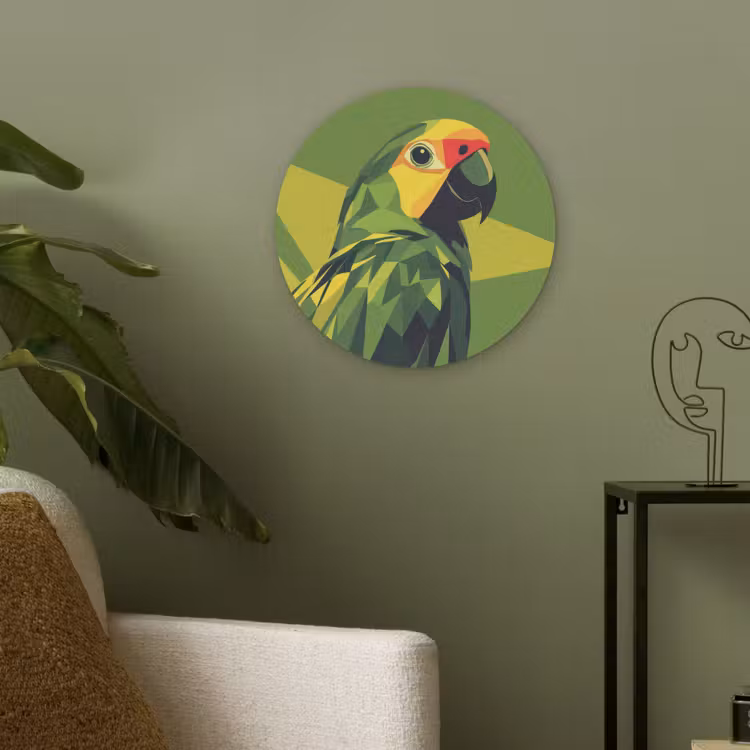 Papegaai - Groen - Snavel - Abstract Akoestische PET Vilt - Rond klein -sfeer2
