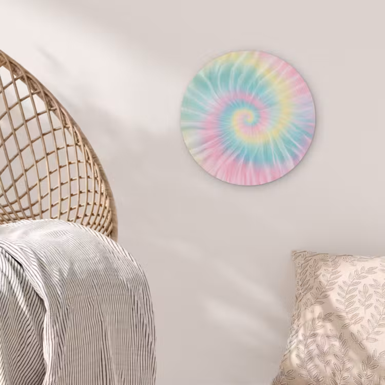 Pasteltinten - Tie dye - Roze Akoestische PET Vilt - Rond klein -sfeer4
