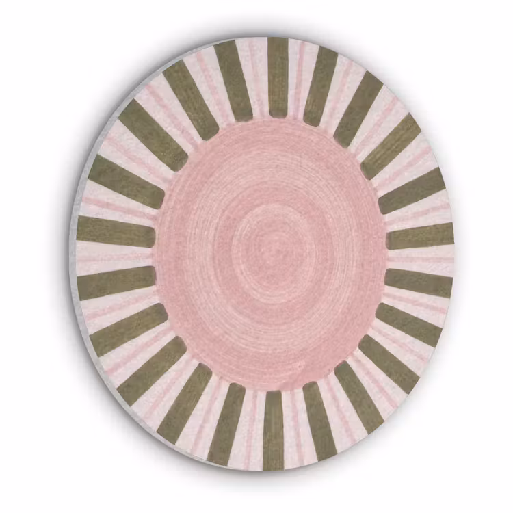 Patroon - Cirkel - Stralen - Abstract - Roze Akoestische PET Vilt - Rond klein -3d