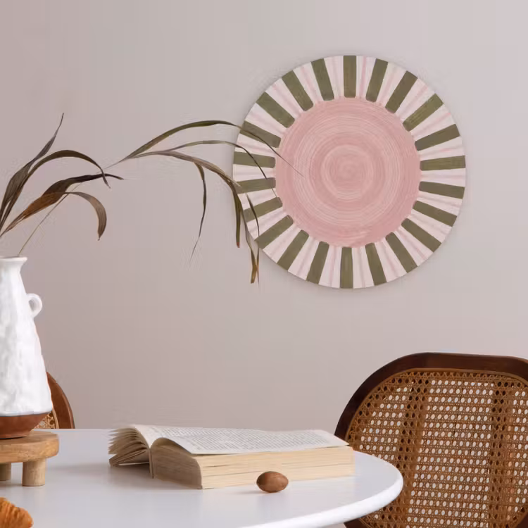 Patroon - Cirkel - Stralen - Abstract - Roze Akoestische PET Vilt - Rond klein -sfeer3
