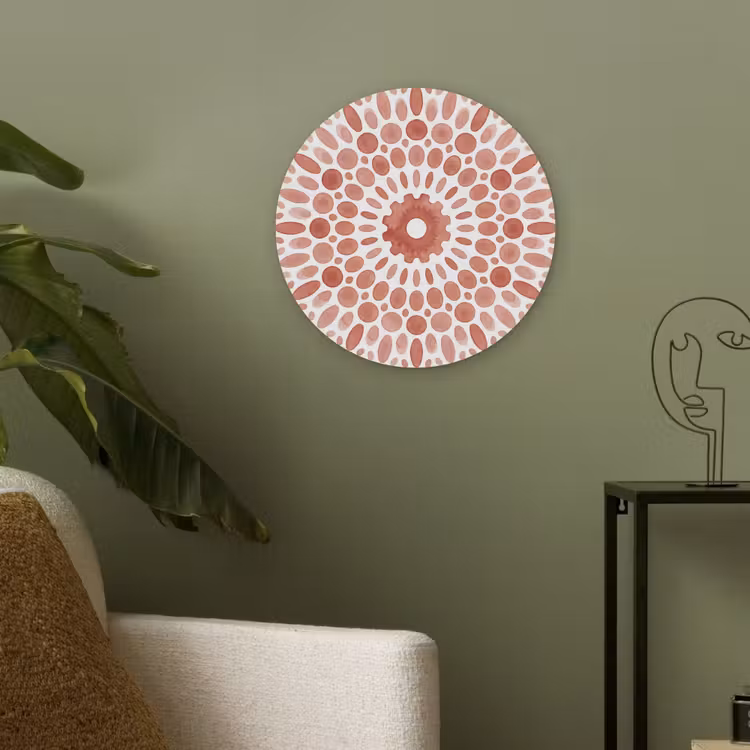 Patroon - Cirkels - Abstract - Modern - Rood Akoestische PET Vilt - Rond klein -sfeer2