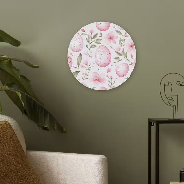 Patroon - Eieren - Roze - Pasen Akoestische PET Vilt - Rond klein -sfeer2