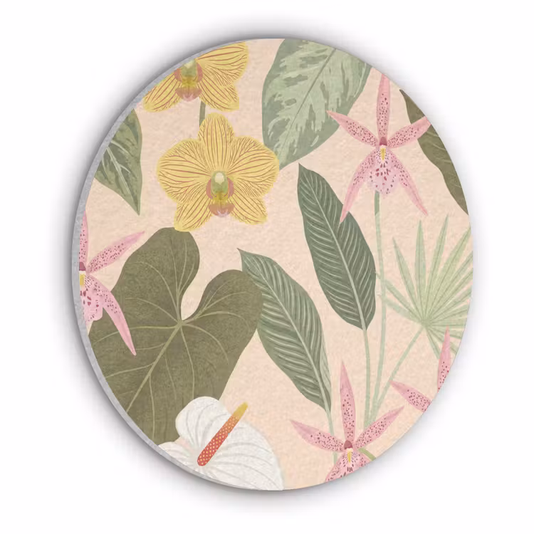 Patroon - Bloemen - Kleurrijk Akoestische PET Vilt - Rond klein -3d