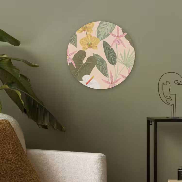 Patroon - Bloemen - Kleurrijk Akoestische PET Vilt - Rond klein -sfeer2