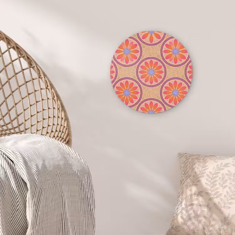 Patroon - Bloemen - Decoratief - Kleurrijk - Modern Akoestische PET Vilt - Rond klein -sfeer4