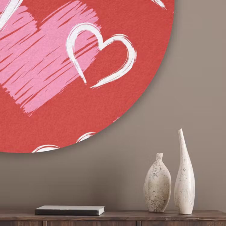Patroon - Hartjes - Roze - Valentijn Akoestische PET Vilt - Rond klein -sfeer5_closeup