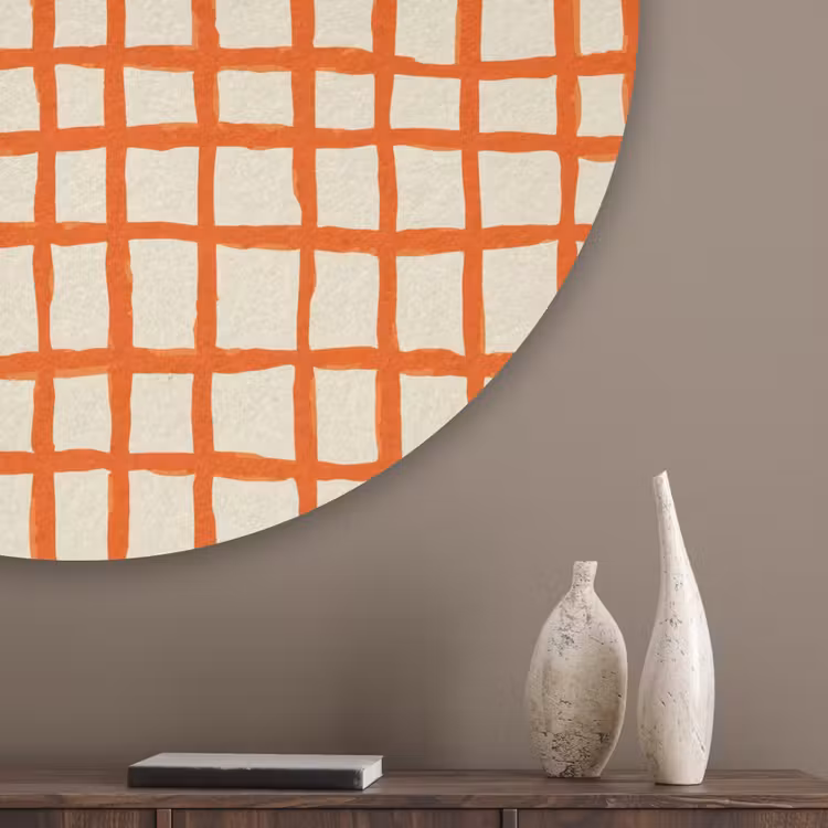 Patroon - Lijnen - Oranje Akoestische PET Vilt - Rond klein 838 -sfeer5_closeup