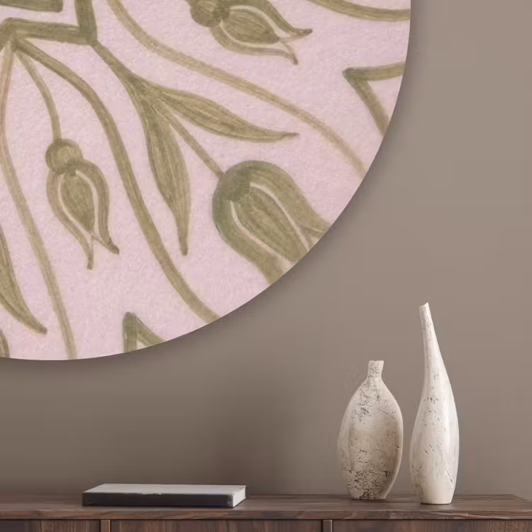 Patroon - Mandala - Decoratie - Abstract - Groen Akoestische PET Vilt - Rond klein -sfeer5_closeup