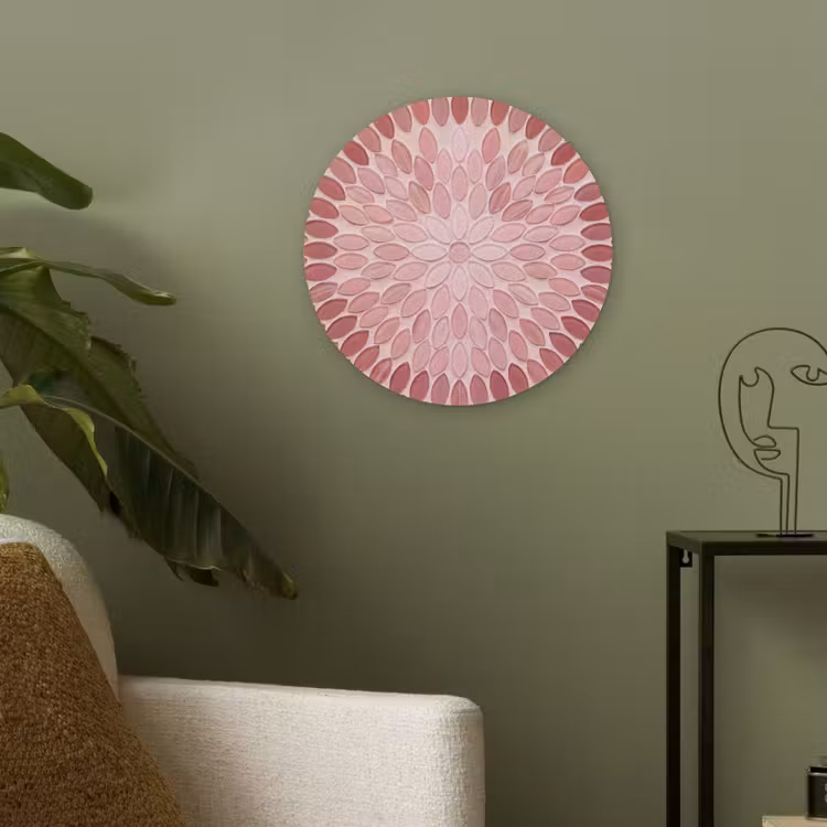 Patroon - Mozaïek - Ovaal - Abstract - Roze Akoestische PET Vilt - Rond klein -sfeer2