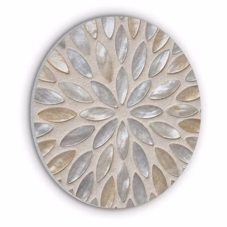 Patroon - Ovaal - Glanzend - Abstract - Beige Akoestische PET Vilt - Rond klein -3d