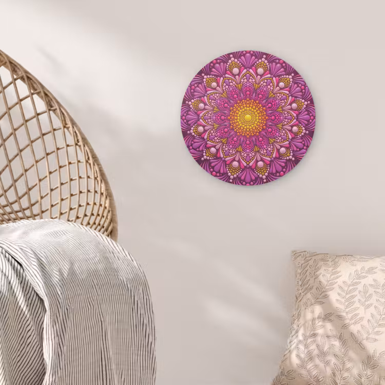 Patroon - Stippen - Abstract - Kleurrijk Akoestische PET Vilt - Rond klein -sfeer4