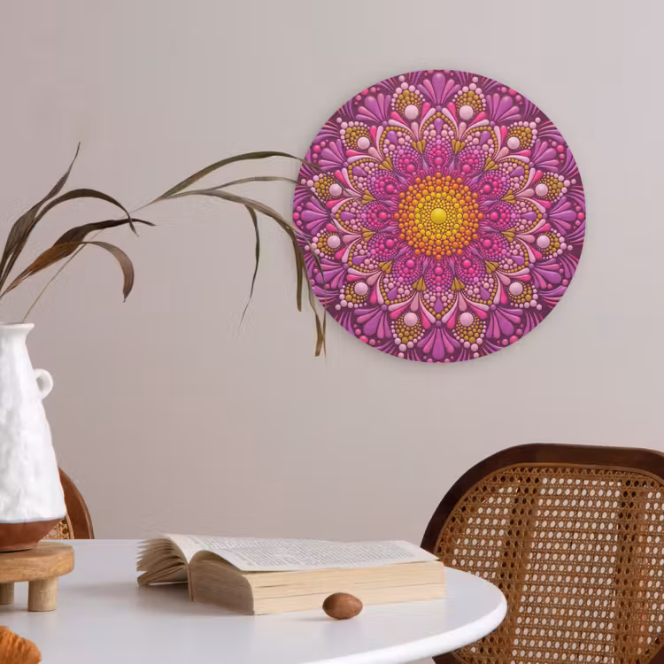 Patroon - Stippen - Abstract - Kleurrijk Akoestische PET Vilt - Rond klein -sfeer3