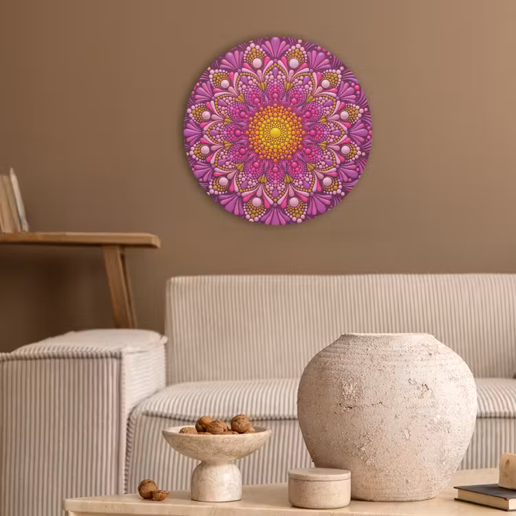 Patroon - Stippen - Abstract - Kleurrijk Akoestische PET Vilt - Rond klein -sfeer1
