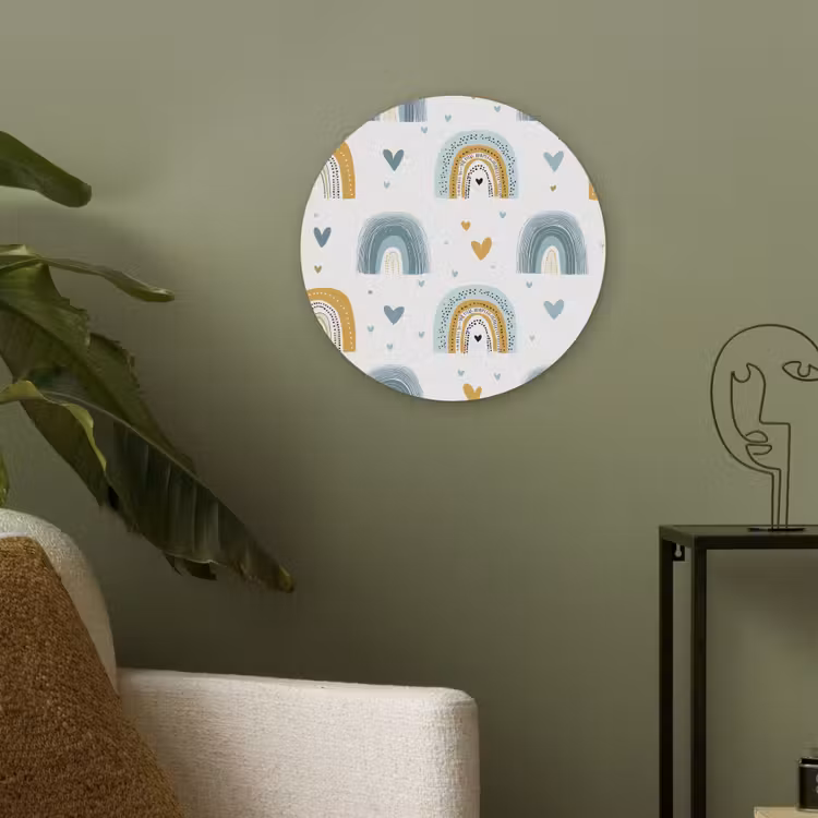 Patroon - Regenboog - Hartjes Akoestische PET Vilt - Rond klein -sfeer2