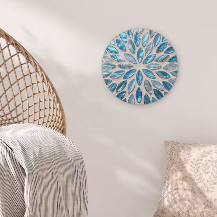Patroon - Glans - Abstract - Blauw - Decoratie Akoestische PET Vilt - Rond klein -sfeer4
