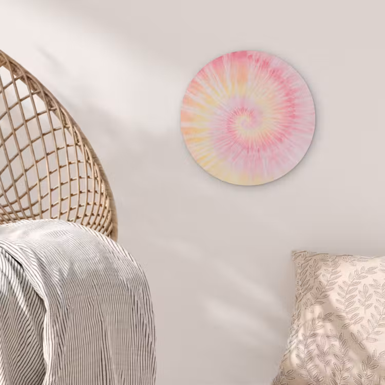Patroon - Tie Dye - Pasteltinten - Roze Akoestische PET Vilt - Rond klein -sfeer4