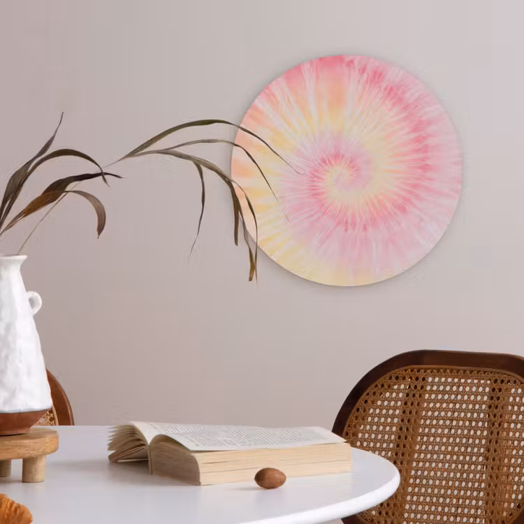 Patroon - Tie Dye - Pasteltinten - Roze Akoestische PET Vilt - Rond klein -sfeer3