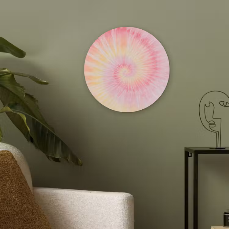 Patroon - Tie Dye - Pasteltinten - Roze Akoestische PET Vilt - Rond klein -sfeer2