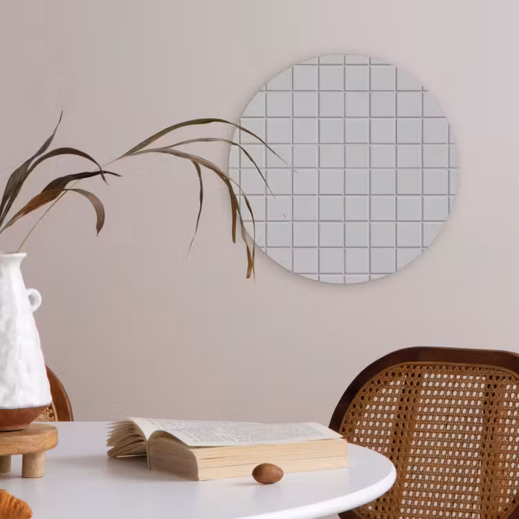Patroon - Tegels - Licht - Grijs Akoestische PET Vilt - Rond klein 838 -sfeer3