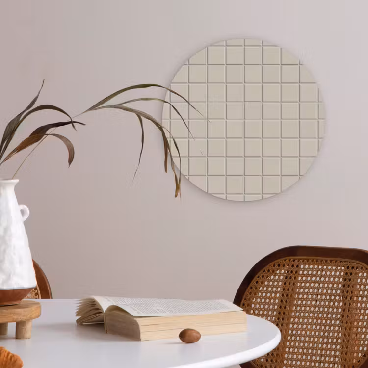 Patroon - Tegels - Taupe Akoestische PET Vilt - Rond klein 838 -sfeer3