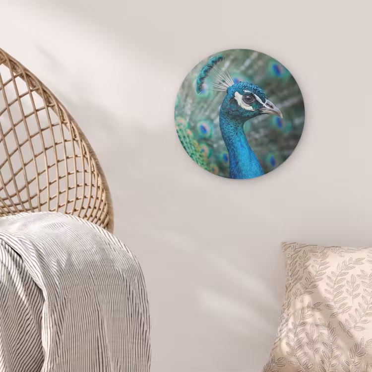 Pauw - Veren - Blauw Akoestische PET Vilt - Rond klein -sfeer4